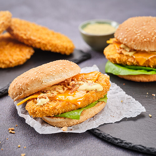 Crispy Chicken Burger mit Honig-Senf-Soße