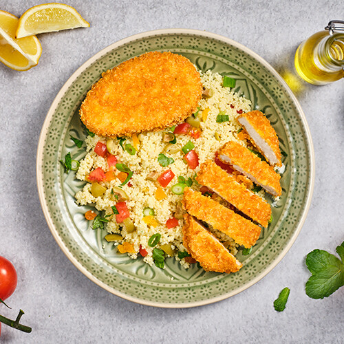 Crispy Chicken Burger mit Couscous-Salat