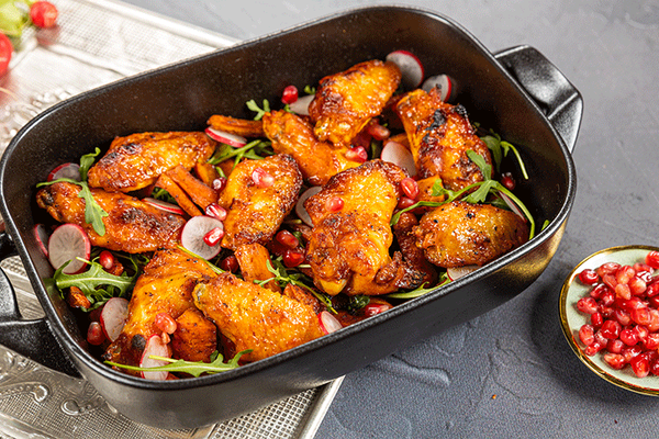  Chicken Wings mit Karotte & Granatapfel